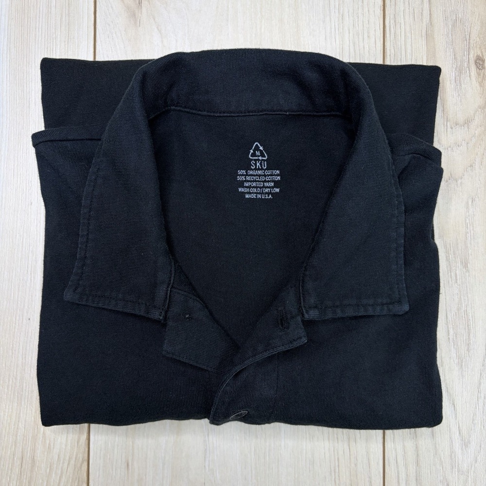 Save Khaki United S.K.U. Mens Medium Long Sleeve Polo Shirt Black Cotton
